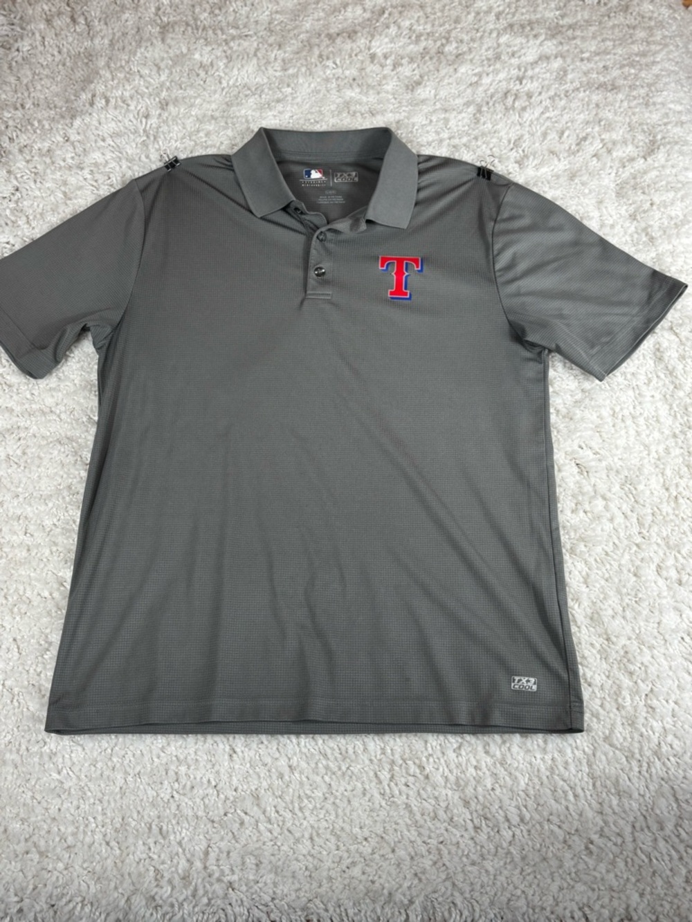 MLB Texas Rangers TX3 Cool Gray Performance Polo Shirt Men’s Large